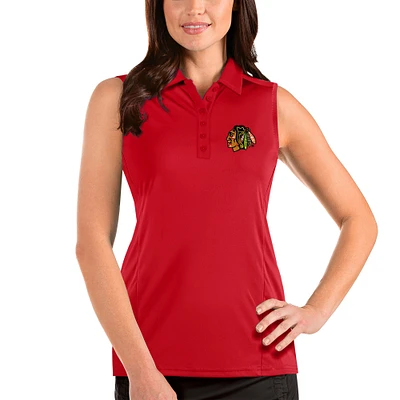Women's Antigua Red Chicago Blackhawks Tribute Sleeveless Polo