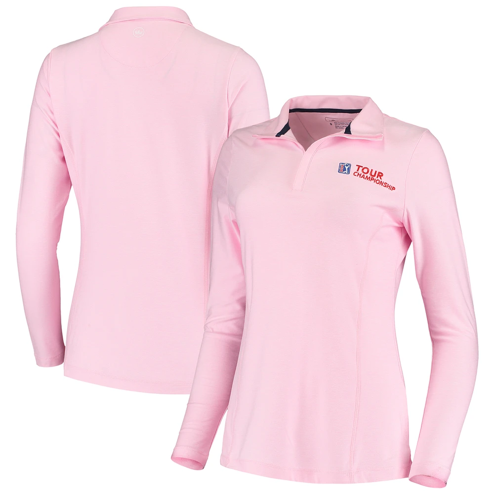 Women's Peter Millar Pink TOUR Championship Melange Perth Quarter-Zip Pullover Top