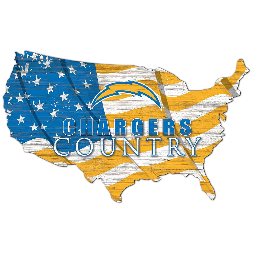 Los Angeles Chargers USA Flag Cutout Sign