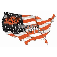 Oklahoma State Cowboys USA Flag Cutout Sign