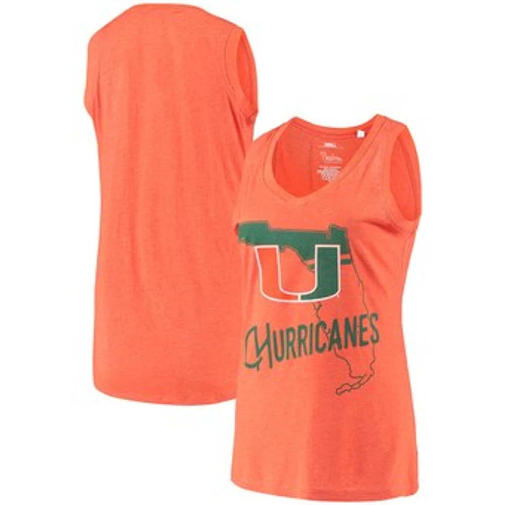 Women's Pressbox Orange Miami Hurricanes Ferris Melange V-Neck Tank Top