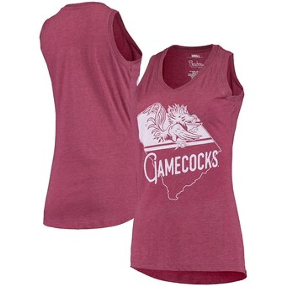 Women's Pressbox Garnet South Carolina Gamecocks Ferris Melange V-Neck Tank Top