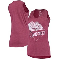 Women's Pressbox Garnet South Carolina Gamecocks Ferris Melange V-Neck Tank Top