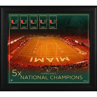 Miami Hurricanes Framed 15" x 17" Football Championship Count Collage