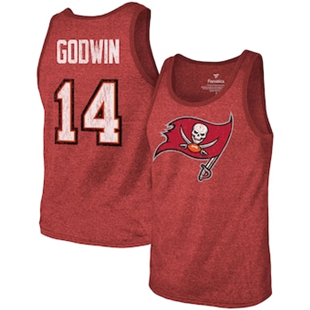 Men's Fanatics Chris Godwin Red Tampa Bay Buccaneers Name & Number Tri-Blend Tank Top