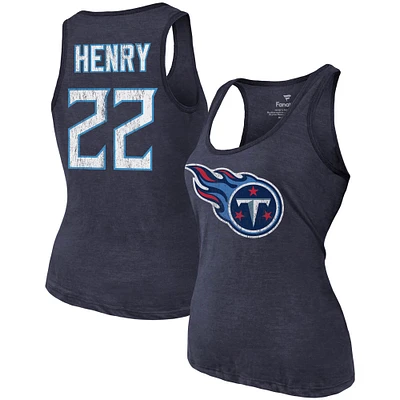 Women's Majestic Threads Heathered Navy Tennessee Titans Name & Number Tri-Blend Tank Top