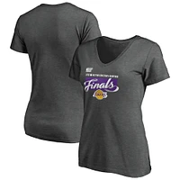 Women's Fanatics Heather Charcoal Los Angeles Lakers 2020 Western Conference Champions Locker Room V-Neck T-Shirt