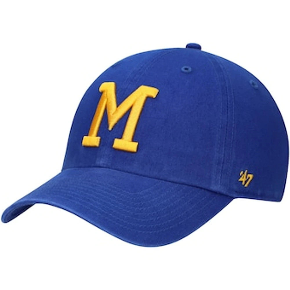 Men's '47 Royal Milwaukee Brewers 1970 Logo Cooperstown Collection Clean Up Adjustable Hat