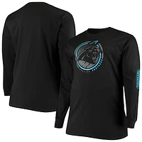 Men's Fanatics Black Carolina Panthers Big & Tall Color Pop Long Sleeve T-Shirt