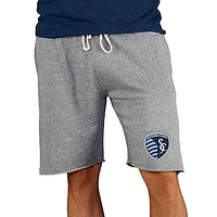 Men's Concepts Sport Gray Sporting Kansas City Mainstream Terry Tri-Blend Shorts