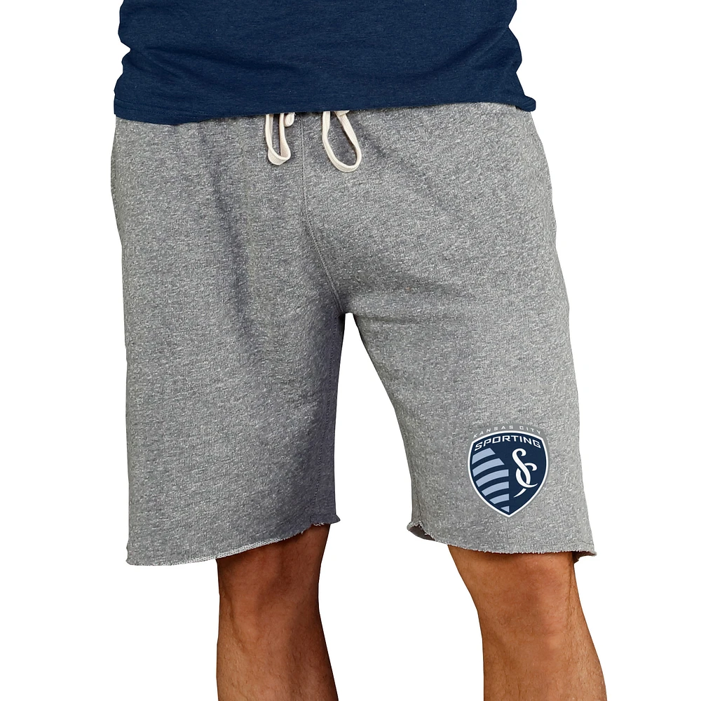 Men's Concepts Sport Gray Sporting Kansas City Mainstream Terry Tri-Blend Shorts