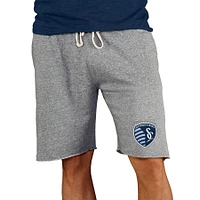 Men's Concepts Sport Gray Sporting Kansas City Mainstream Terry Tri-Blend Shorts
