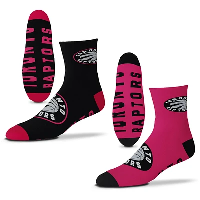 Men's For Bare Feet Toronto Raptors 2-Pack Team Quarter-Length Socks