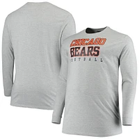 Men's Fanatics Heathered Gray Chicago Bears Big & Tall Practice Long Sleeve T-Shirt