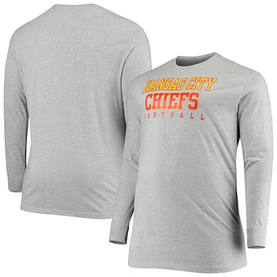 Men's Fanatics Heathered Gray Kansas City Chiefs Big & Tall Practice Long Sleeve T-Shirt