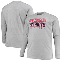 Men's Fanatics Heathered Gray New England Patriots Big & Tall Practice Long Sleeve T-Shirt