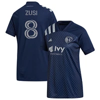 Women's adidas Graham Zusi Navy Sporting Kansas City 2020 Swiss Dots Replica Jersey