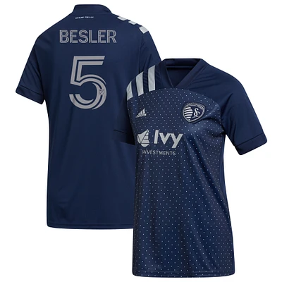 Women's adidas Matt Besler Navy Sporting Kansas City 2020 Swiss Dots Replica Jersey