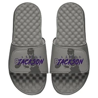 Youth ISlide Lamar Jackson Gray Baltimore Ravens Tonal Pop Slide Sandals