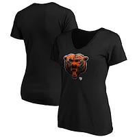 Women's Black Chicago Bears Midnight Mascot Logo V-Neck T-Shirt