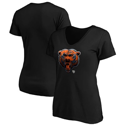 Women's Black Chicago Bears Midnight Mascot Logo V-Neck T-Shirt