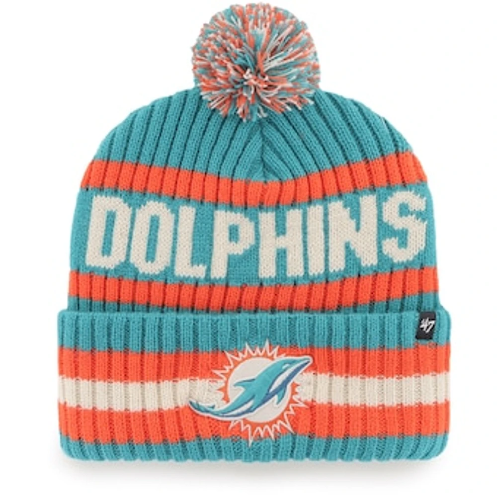 Men's '47 Aqua Miami Dolphins Bering Cuffed Knit Hat with Pom