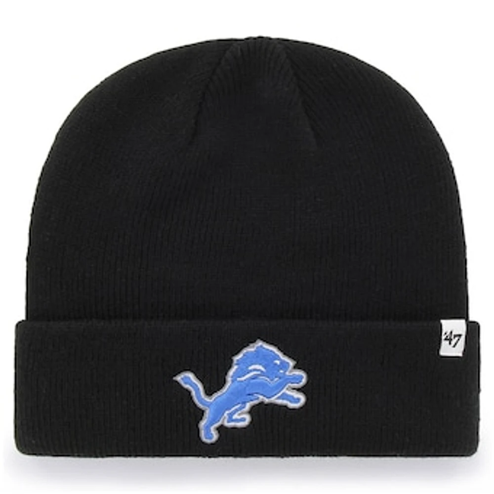 Men's '47 Black Detroit Lions Secondary Basic Cuffed Knit Hat