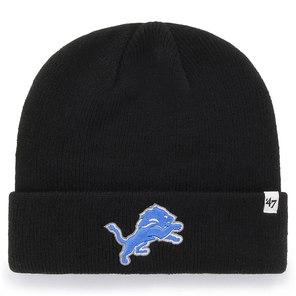 Men's '47 Black Detroit Lions Secondary Basic Cuffed Knit Hat