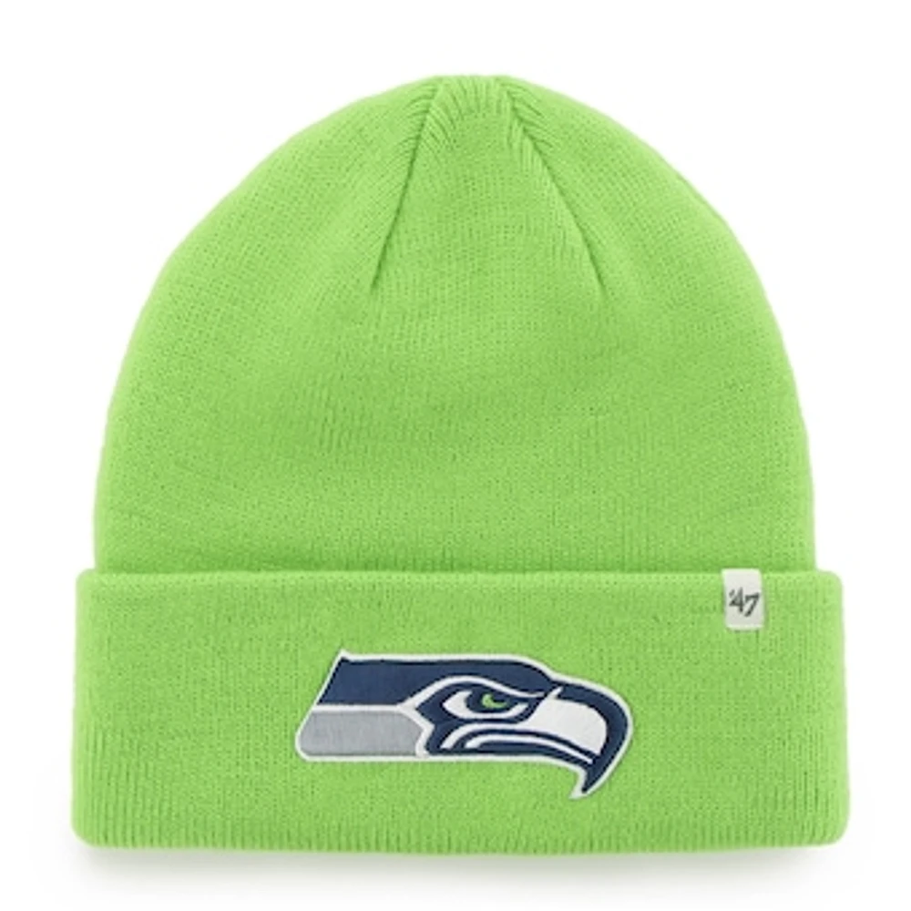 Men's '47 Neon Green Seattle Seahawks Secondary Basic Cuffed Knit Hat