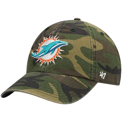 Men's '47 Camo Miami Dolphins Woodland Clean Up Adjustable Hat