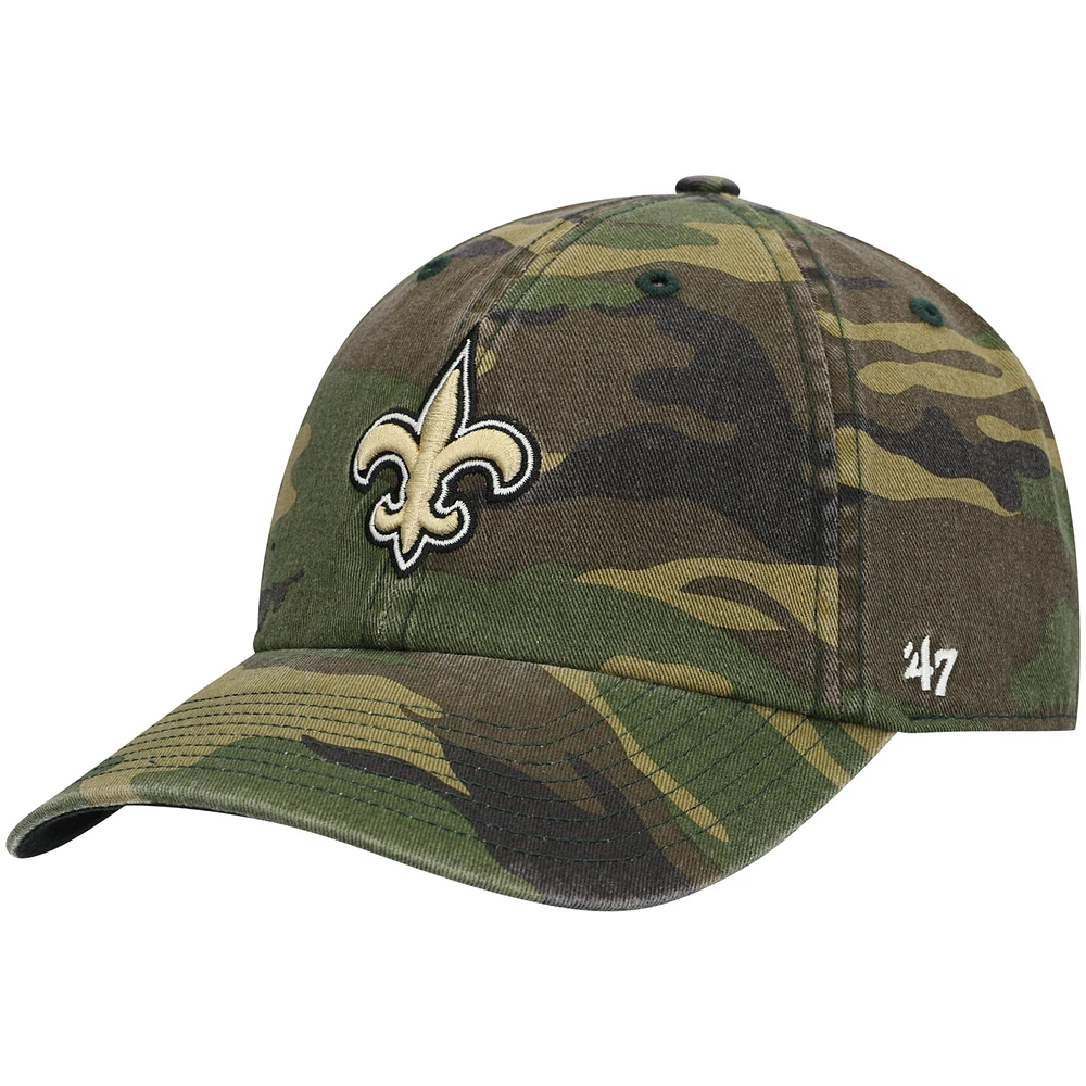 Men's '47 Camo New Orleans Saints Woodland Clean Up Adjustable Hat