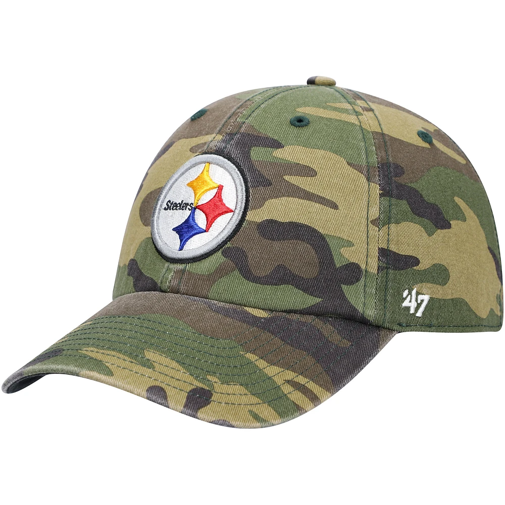 Men's '47 Camo Pittsburgh Steelers Woodland Clean Up Adjustable Hat