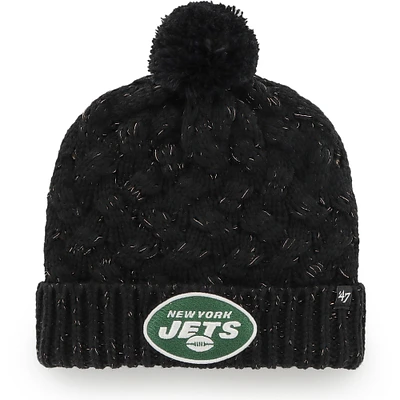 Women's '47 Black New York Jets Fiona Logo Cuffed Knit Hat with Pom