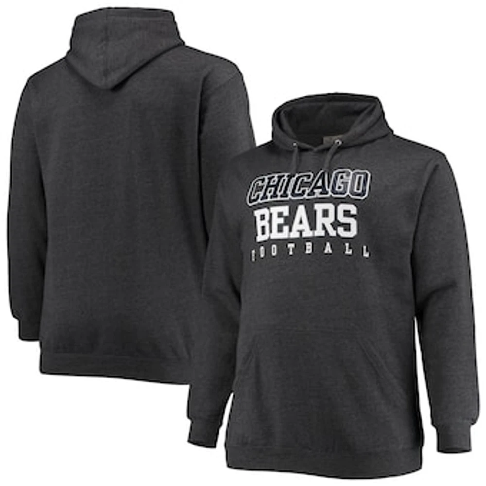 Men's Fanatics Heathered Charcoal Chicago Bears Big & Tall Practice Pullover Hoodie