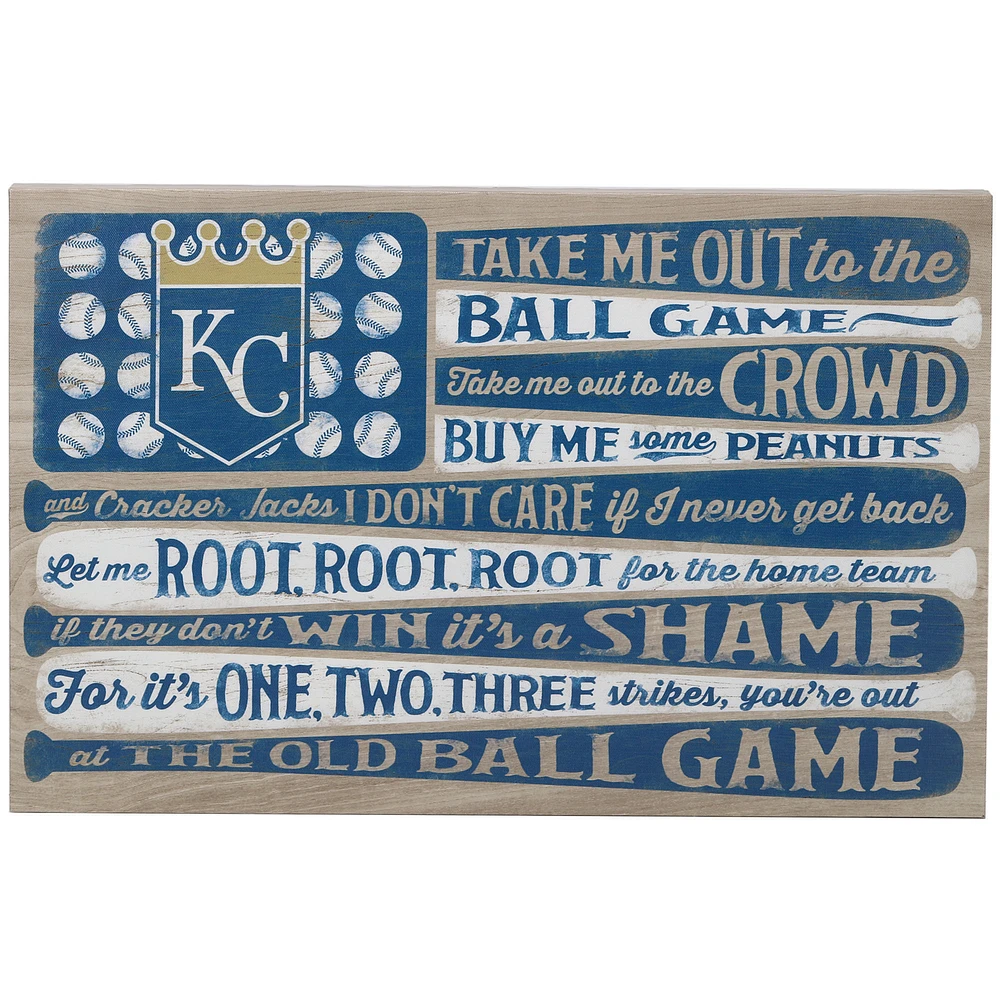 Kansas City Royals 15" x 23.5" Flag Ball Game Stretched Canvas Wall Art