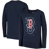 Youth Navy Boston Red Sox Platinum Logo Long Sleeve T-Shirt