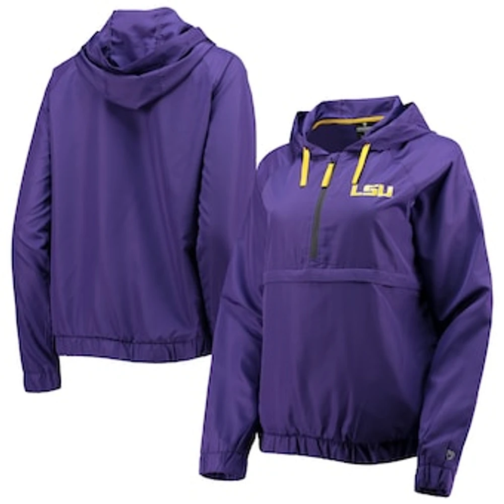 Women's Colosseum Purple LSU Tigers Doodling Packable Anorak Half-Zip Hoodie Jacket