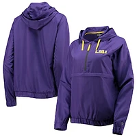 Women's Colosseum Purple LSU Tigers Doodling Packable Anorak Half-Zip Hoodie Jacket