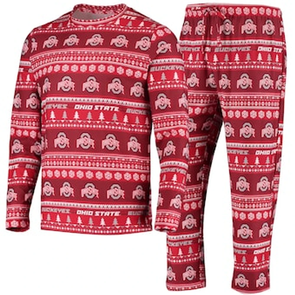 Men's Concepts Sport Scarlet Ohio State Buckeyes Ugly Sweater Knit Long Sleeve Top and Pant Set