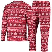 Men's Concepts Sport Scarlet Ohio State Buckeyes Ugly Sweater Knit Long Sleeve Top and Pant Set