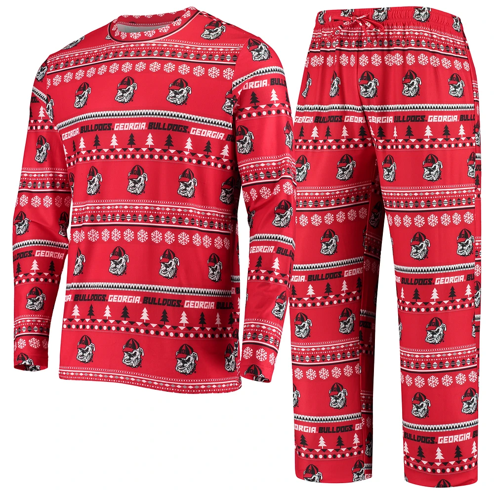 Men's Concepts Sport Red Georgia Bulldogs Ugly Sweater Knit Long Sleeve Top and Pant Set