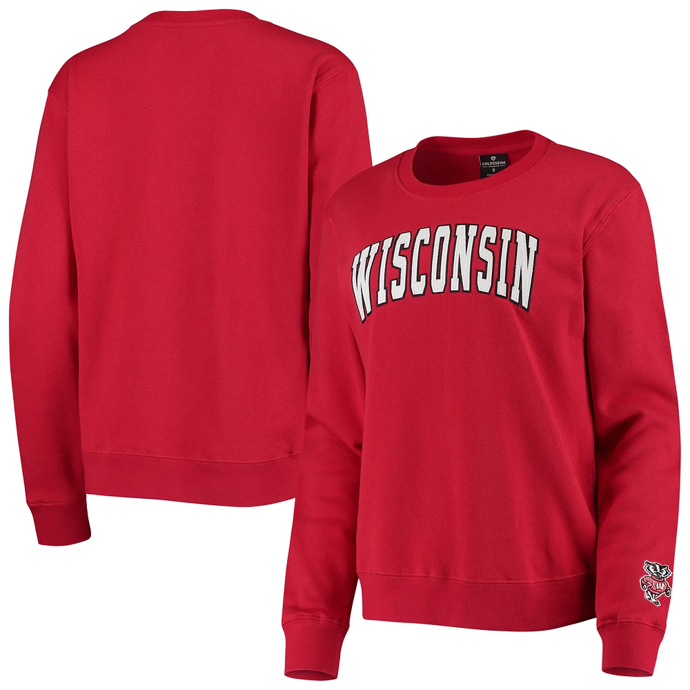 Women's Colosseum Red Wisconsin Badgers Campanile Pullover Sweatshirt