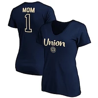 Women's Navy Philadelphia Union #1 Mom V-Neck T-Shirt