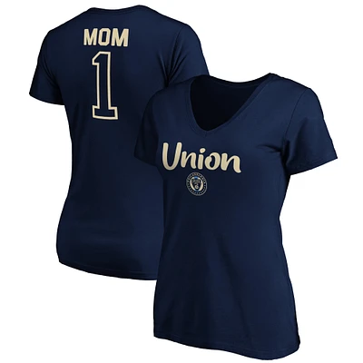 Women's Navy Philadelphia Union #1 Mom V-Neck T-Shirt