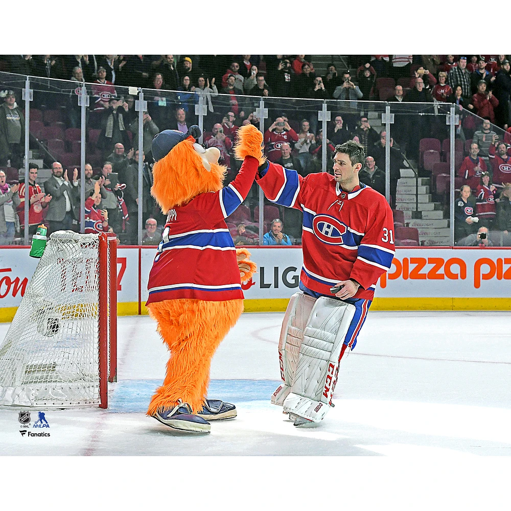 Carey Price Montreal Canadiens Unsigned Celebration with Youppi Photograph