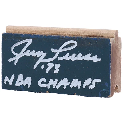 Jerry Lucas New York Knicks Autographed 2" x 3" Madison Square Garden Court Piece with "73 NBA Champs" Inscription