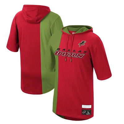 Men's Mitchell & Ness Red/Green Dallas Burn Since '96 Split Color Short Sleeve Hoodie