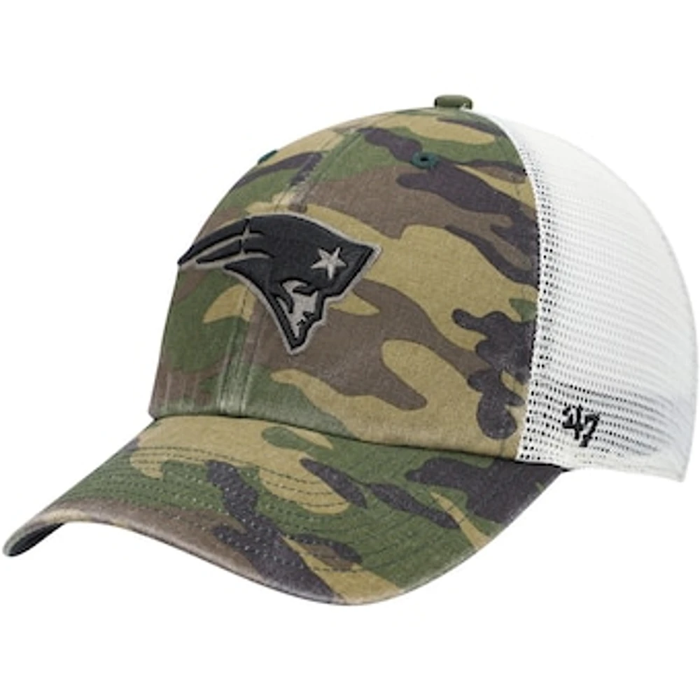 Men's '47 Camo New England Patriots Branson Clean Up Trucker Hat