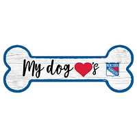 New York Rangers 6" x 12" Team Dog Bone Sign