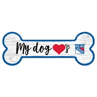 New York Rangers 6" x 12" Team Dog Bone Sign
